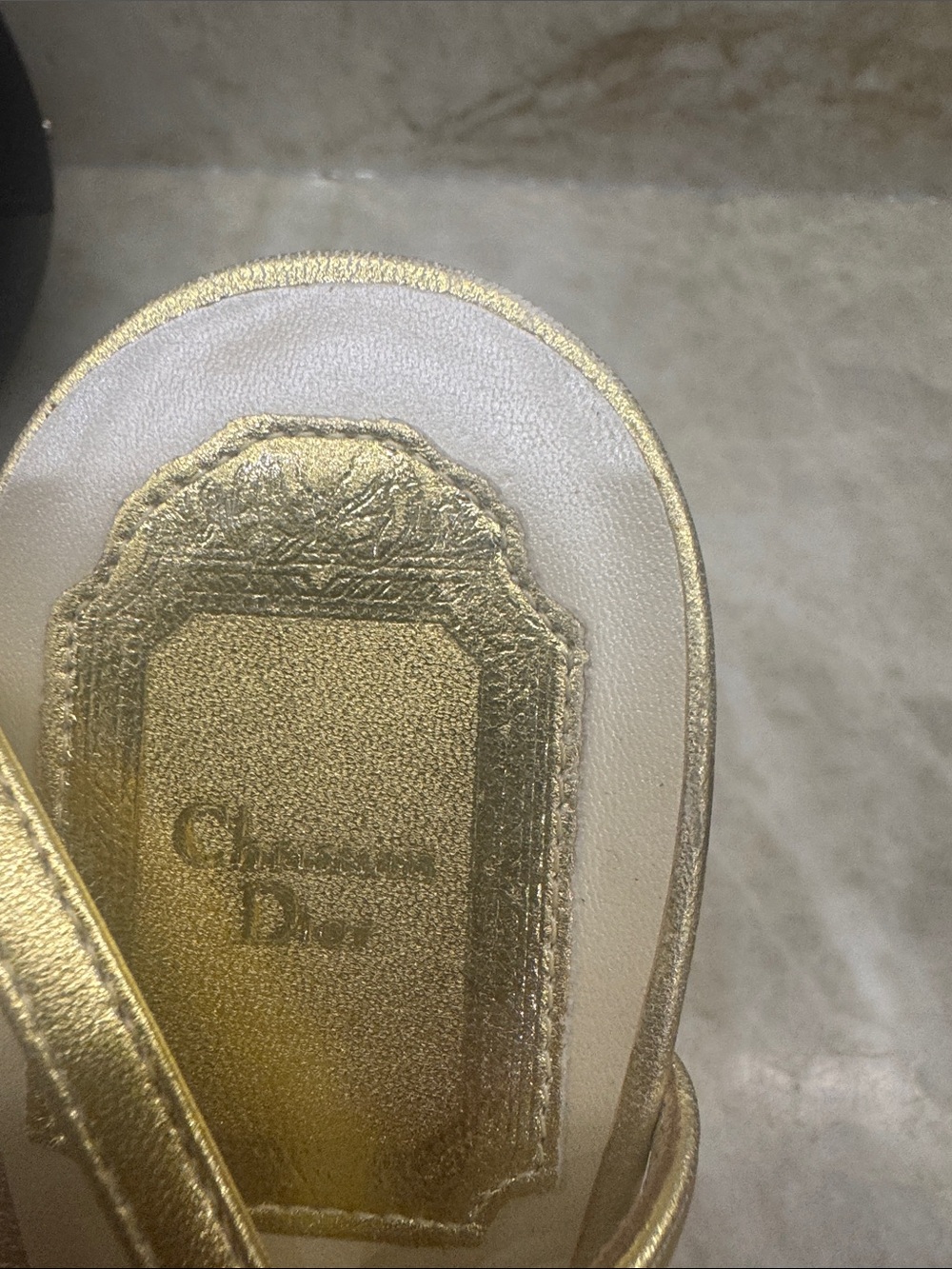 Dior Gold Strappy Heels with Turquoise Stone Accents - Picture 3 of 11